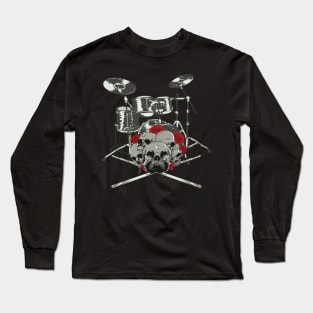 Skull Drummer Drums Long Sleeve T-Shirt